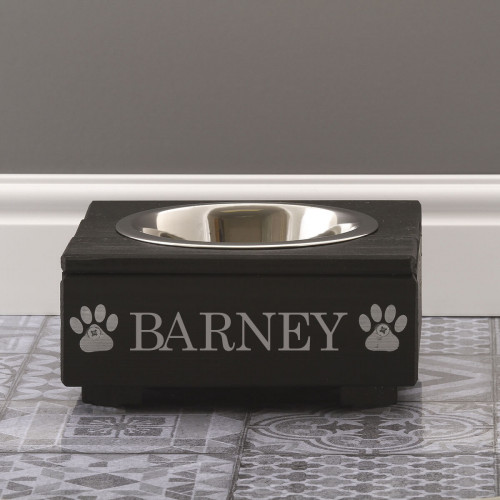 personalised Black Raised Feeding Bowl