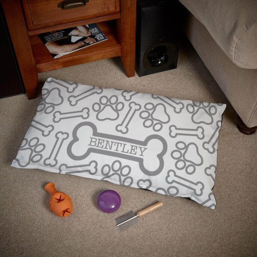 personalised Paw Bone Pattern Dog Bed