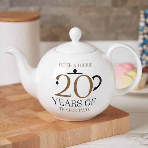 personalised 20 Years Tea For Two Pot Belly Teapot