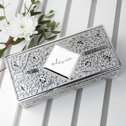personalised Silver Trinket Box