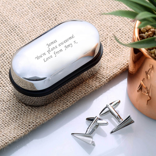 personalised Paper Plane Cufflinks Gift Set