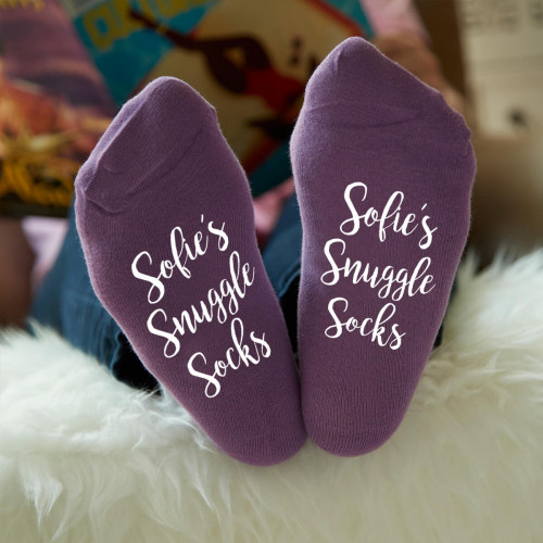 personalised Name Snuggle Purple Socks