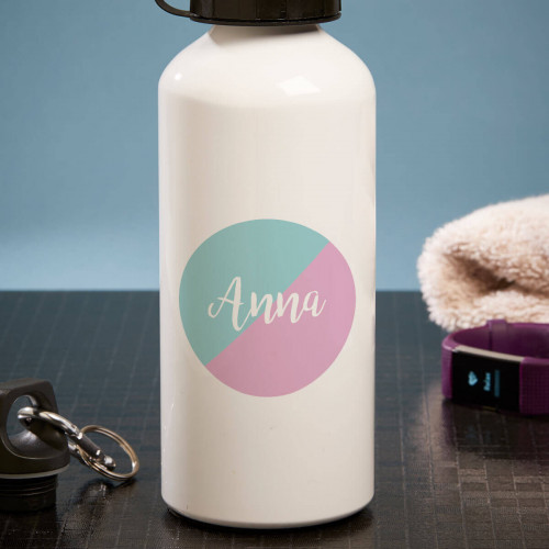personalised split circle white water bottle