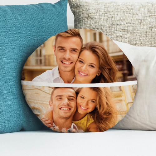 personalised Split Round Photo Cushion 18"