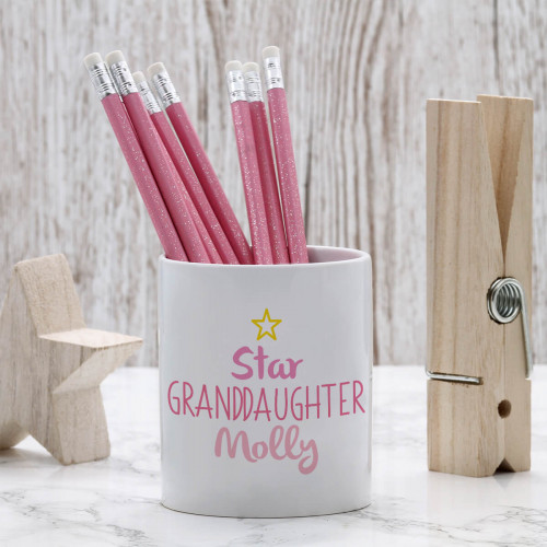 Personalised star granddaughter pot