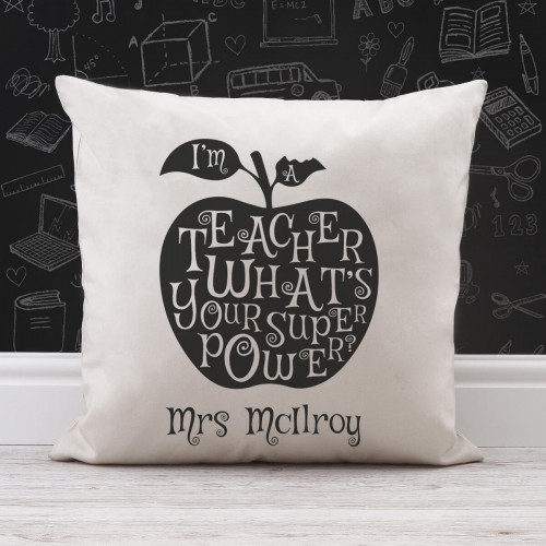 personalised Teacher's Super Power Cotton Cushion