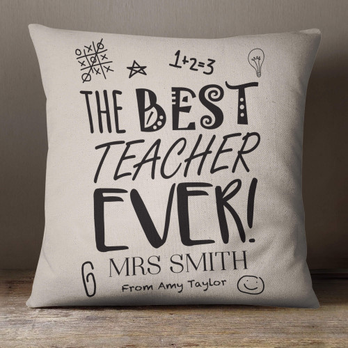 personalised Best Teacher Ever Cotton Cushion