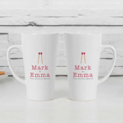 personalised The Perfect Match Latte Mugs