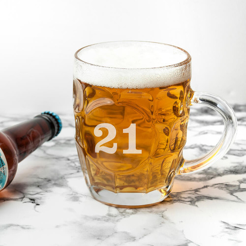 personalised Birthday Dimpled Beer Pint Glass