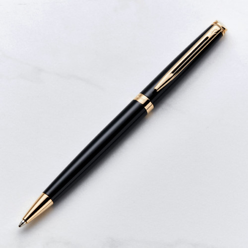 personalised Waterman Hemisphere Ball Pen - Black & Gold