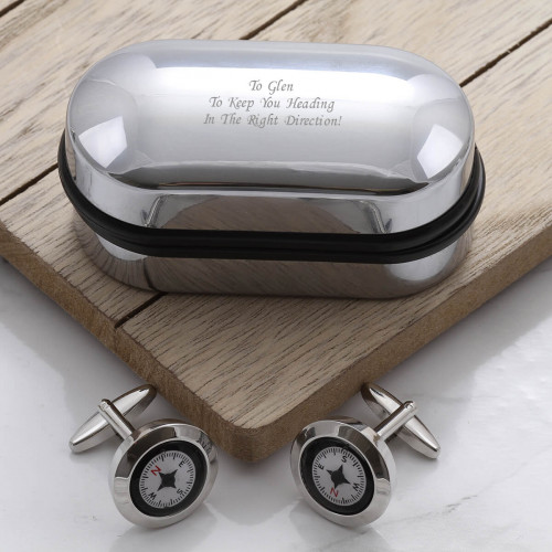 personalised Compass Cufflinks Gift Set