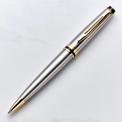 personalised Waterman Expert Ball Pen - Steel & Gold