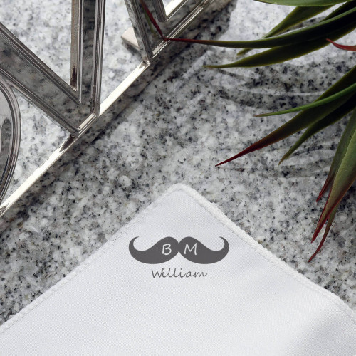 personalised Best Man Moustache Pocket Square