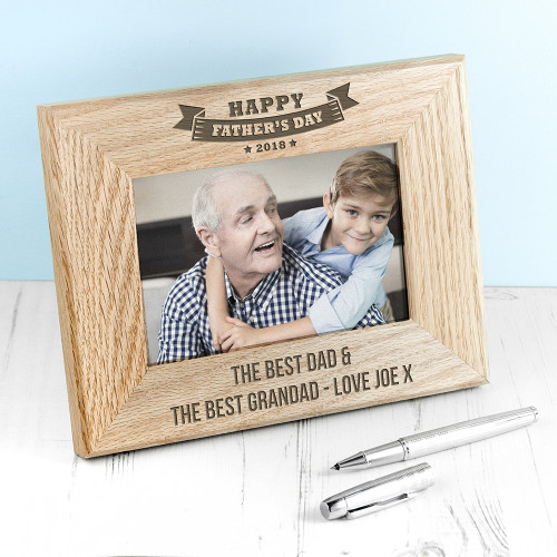 personalised Happy Father's Day Wooden Frame