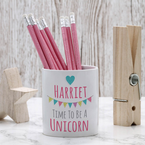 personalised Time To Be a Unicorn Pen Pot