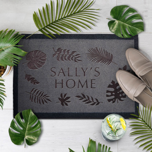 personalised leaves border doormat