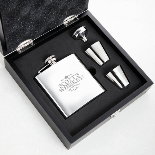 personalised 6oz Plain Flask gift Set