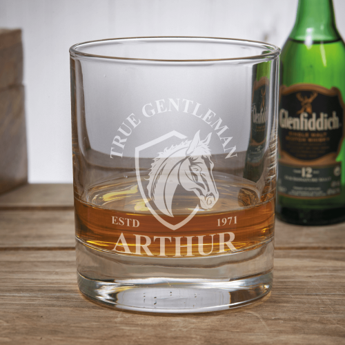 True Gentleman Horse Crest 290ml Bar Line Old Fashioned Whisky Tumbler
