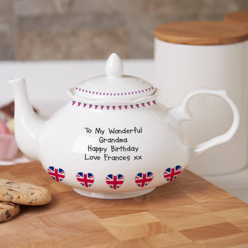 personalised Union Jack Traditional Teapot