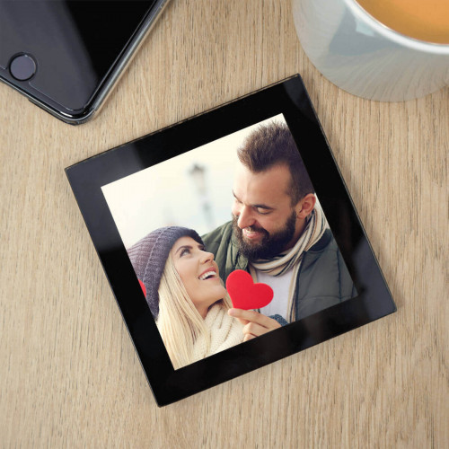 personalised glass valentines photo coaster