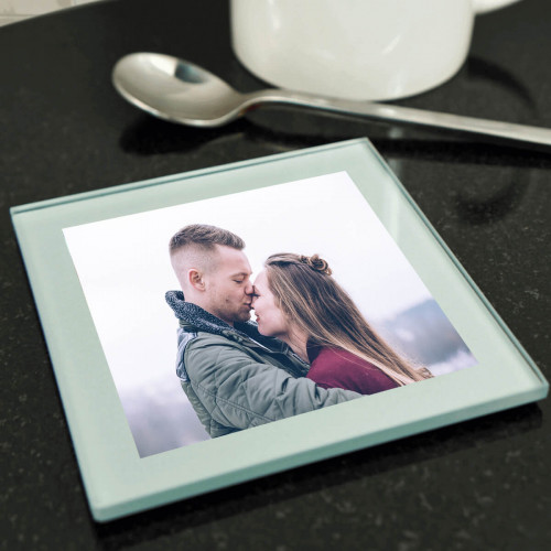 Personalised Silver Glass Photo Coaster