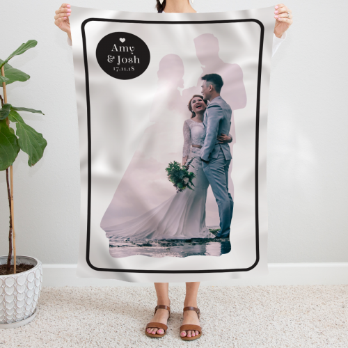 personalised Wedding Couple Silhouette Photo Blanket