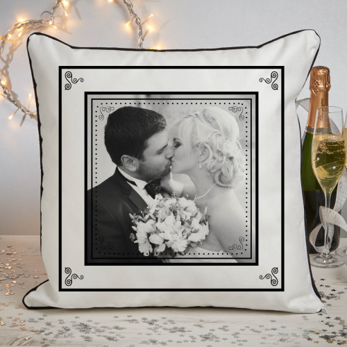 personalised Wedding Piped Photo Cushion