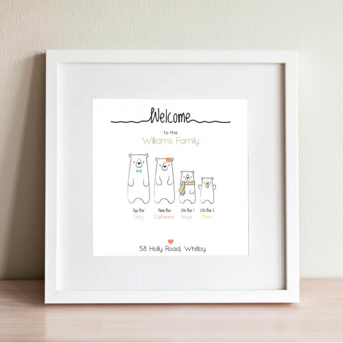 personalised Bear Family Wall Art