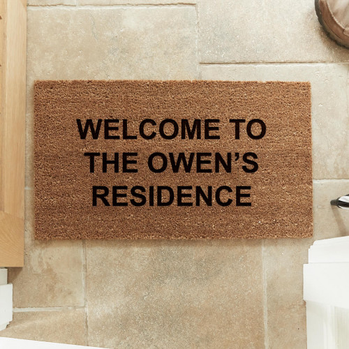 personalised welcome to coir doormat