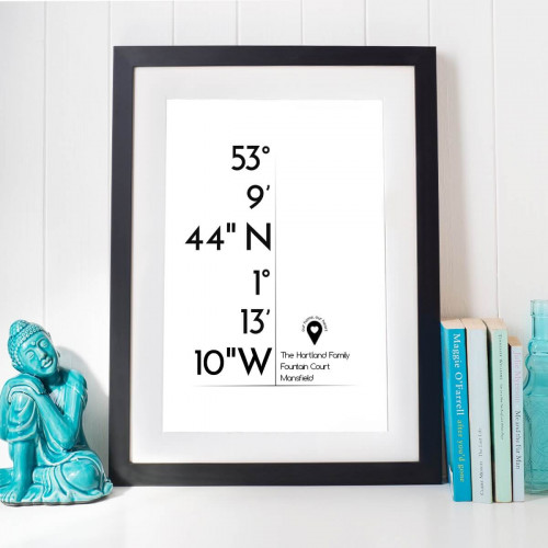 personalised Co-Ordinates Wall Art White 