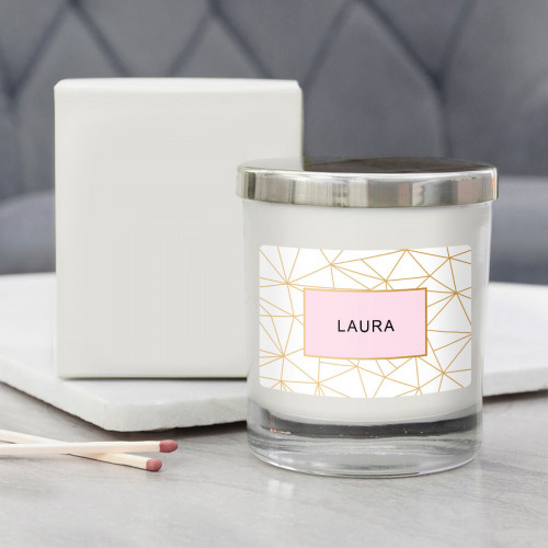 personalised White & Gold Personalised Candle