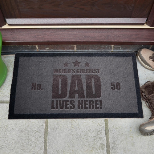 personalised World's Best Dad Lives Here Doormat