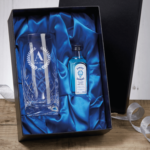 Wreath Initial Est Blenheim High Ball Gift Set with 5cl Miniature Bottle of Gin 
