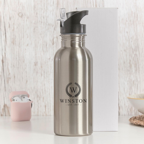 personalised Silver Water Bottle