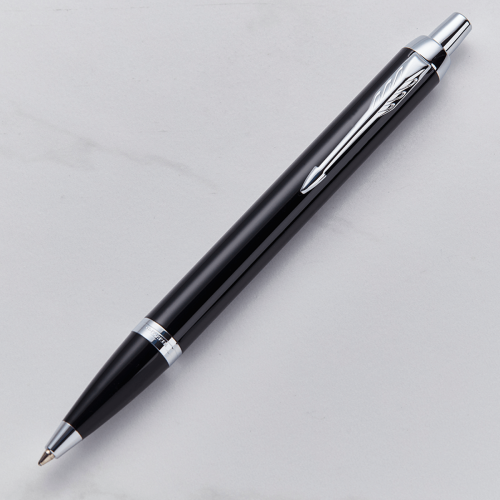 Parker IM Ballpoint Pen - Solid Black - Chrome Trim 