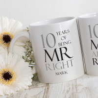 personalised mr and mrs right double mug