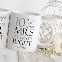 personalised mr and mrs right double mug