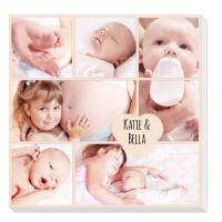 personalised 12x12" New Baby Heart Collage Canvas