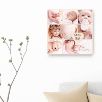 personalised 12x12" New Baby Heart Collage Canvas