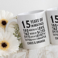 Personalised 15th anniversary matching mugs