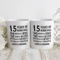 Personalised 15th anniversary matching mugs