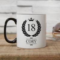 personalised 18th Birthday Wreath Two Tone Mug Black