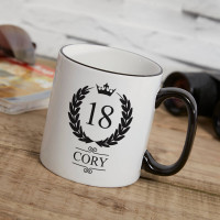 personalised 18th Birthday Wreath Two Tone Mug Black