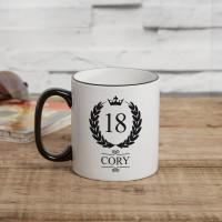 personalised 18th Birthday Wreath Two Tone Mug Black