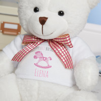 Personalised 1st Birthday Rocking Horse White Millie Bear