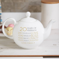 personalised 20 years of marriage teapot