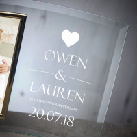 Personalised Bevelled Glass Crescent Frame for 6x4" Photo