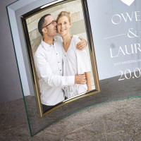 Personalised Bevelled Glass Crescent Frame for 6x4" Photo