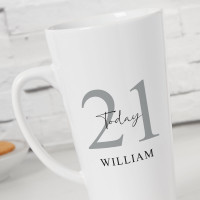 personalised 21st Birthday Today Tall Latte Mug