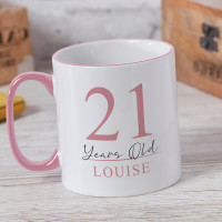 personalised 21 Years Old Pink Two Tone Mug